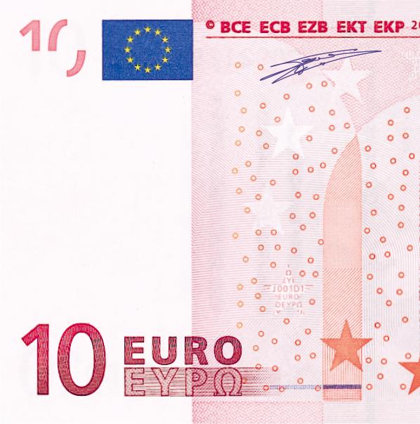 Teil einer 10-Euro-Banknote