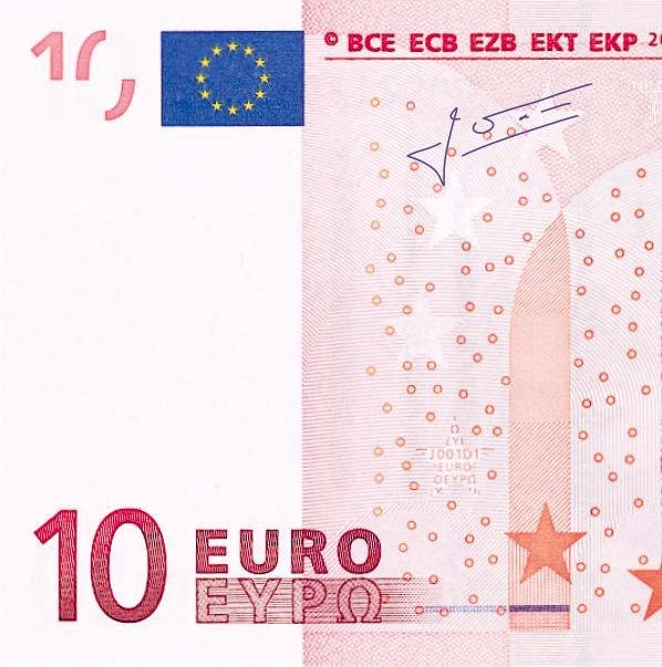 Teil einer 10-Euro-Banknote