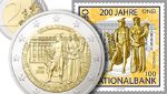 Feierliche Übergabe der 2-Euro-Sondermünze und der 1-Euro-Jubiläumsbriefmarke an Gouverneur Nowotny
