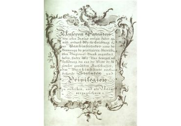 Erstes Privilegium, erteilt von Kaiser Franz I. am 15. Juli 1817