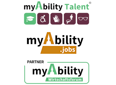 Drei Logos: myAbility Talent, myAbility jobs, myAbility Wirtschaftsforum
