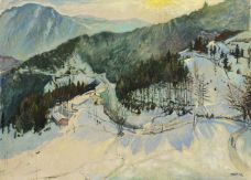 Gebirgslandschaft im Schnee, 1928