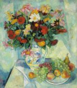 Stillleben mit Blumenstrauß und Früchten, 1923