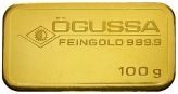 Goldbarren 100g, ÖGUSSA, Österreich, Gold.
