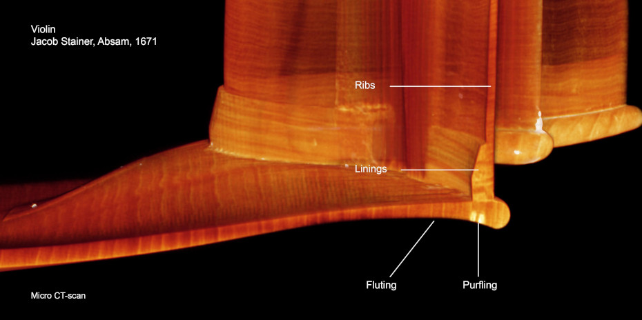 Violin, Jacob Stainer, 1671. Micro CT-scan