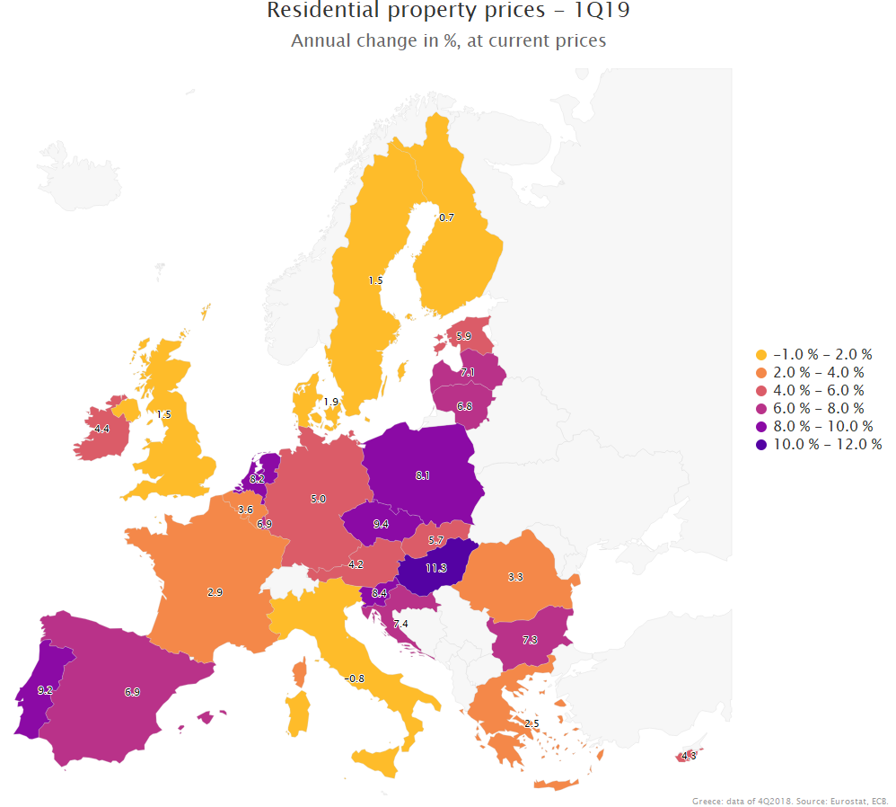 Map with residential property prices