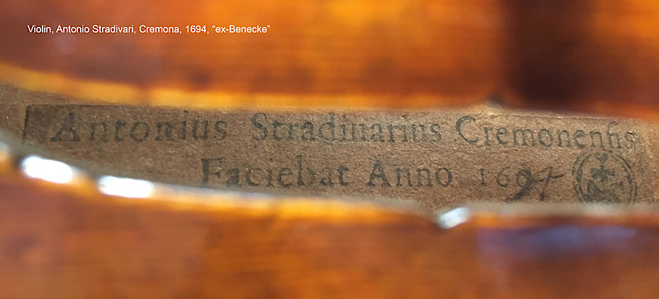 Label of the Stradivari "ex Benecke", 1694.